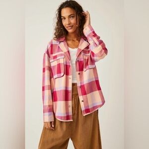 WE THE FREE SZ Medium Plaid Pink Women's Jacket